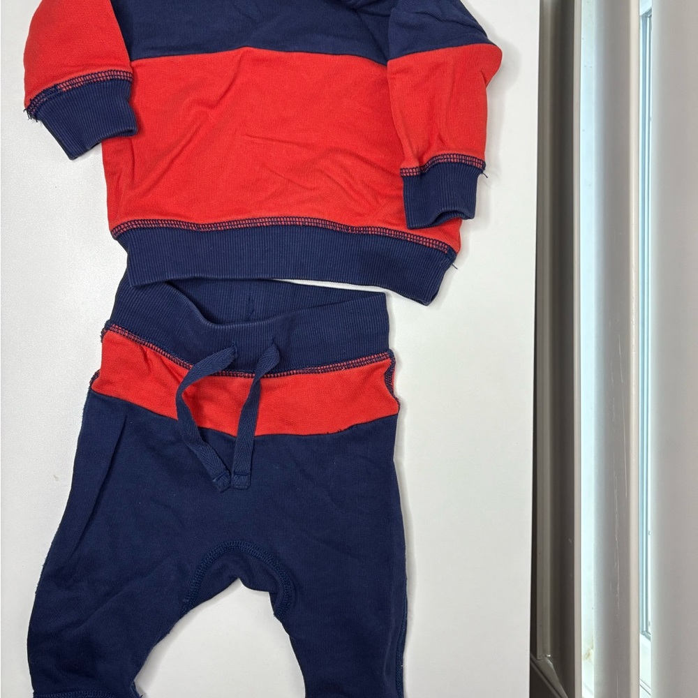 Hanna Anderson Orange and Navy Baby Outfit